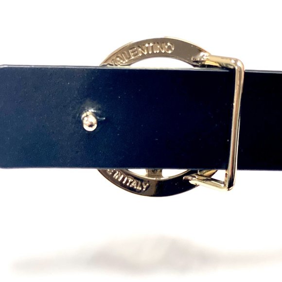 Valentino Giusy V-Logo Black Gold Leather Belt (Size M) - Picture 4 of 8